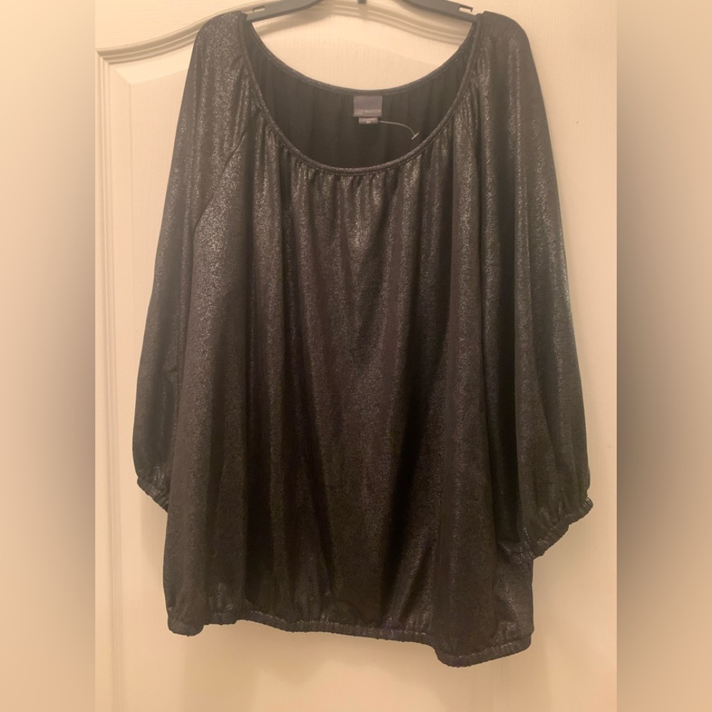 Covington Shimmery Black Scoop Neck Blouse